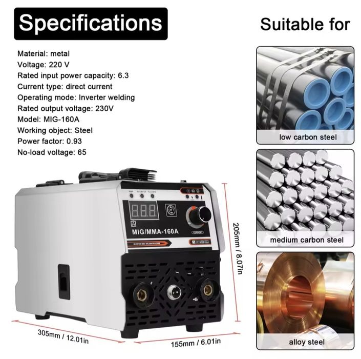 Máquina de Soldar MIG/MMA 160A – Inverter | 220V
