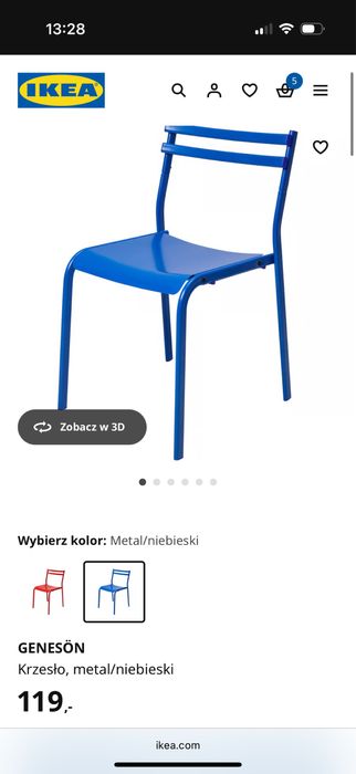 Krzesła niebieskie matalowe Ikea Genesön 7 sztuk