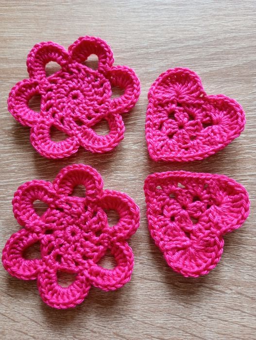 4 x aplikacja  na szydełku 100% bawełna 4 sztuki