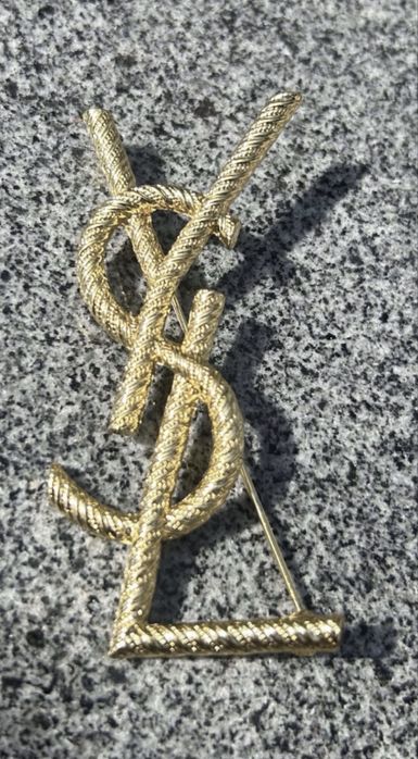 Złota broszka YSL 7 cm nowa prezent