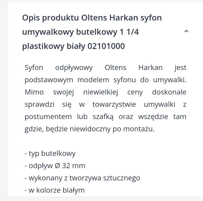 Syfon umywalkowy OLTENS