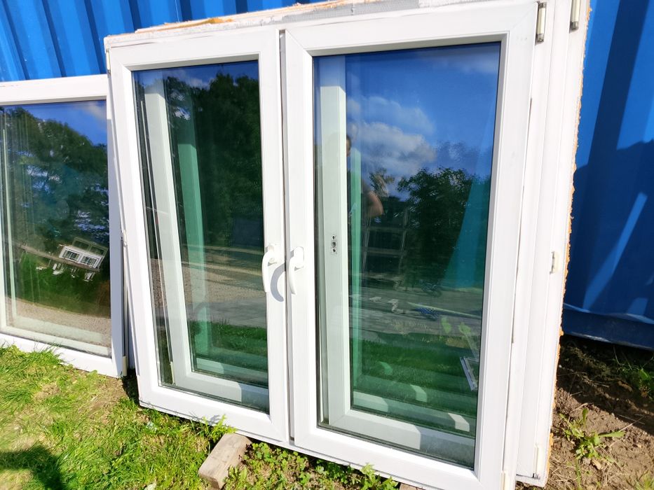 Okno 147x144 6szt palisander rozwierno uchylne plastikowe dwukwaterowe
