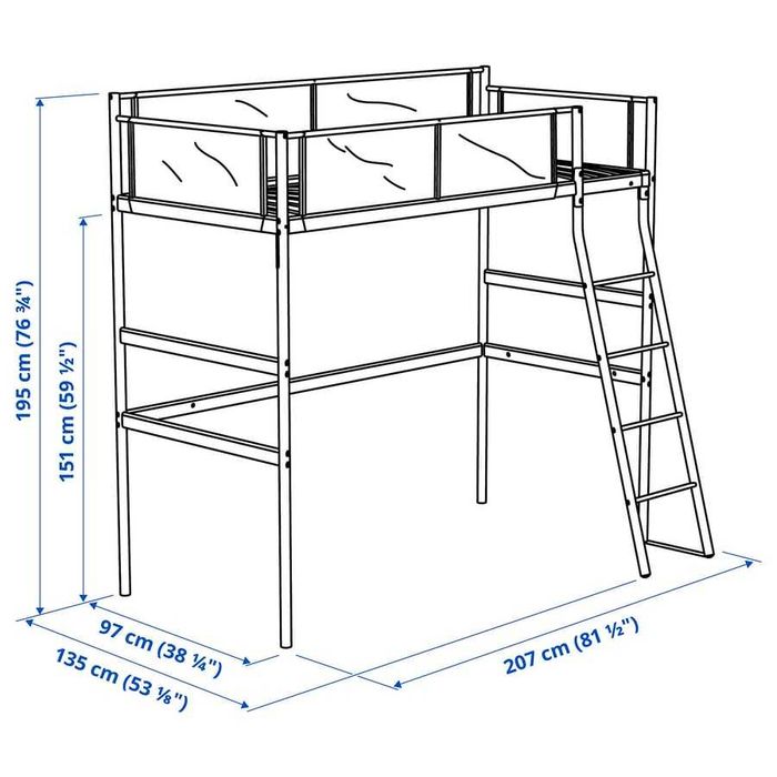 Cama Elevada VITVAL IKEA 90x200