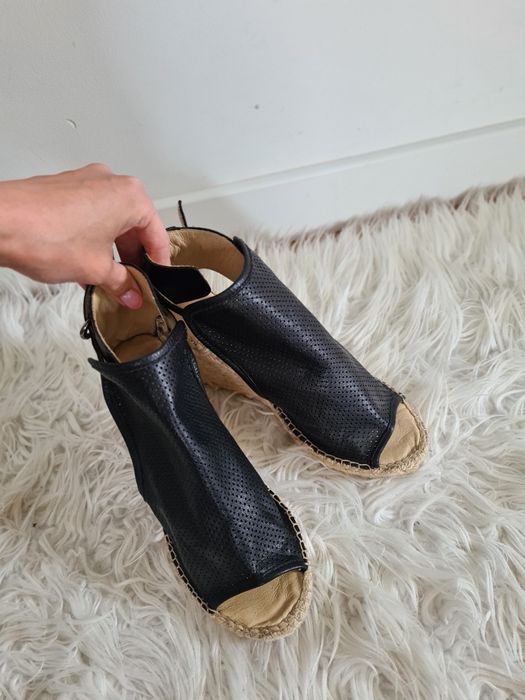 Cream 38 23,5cm skórzane sandały espadryle na koturnie skóra naturalna