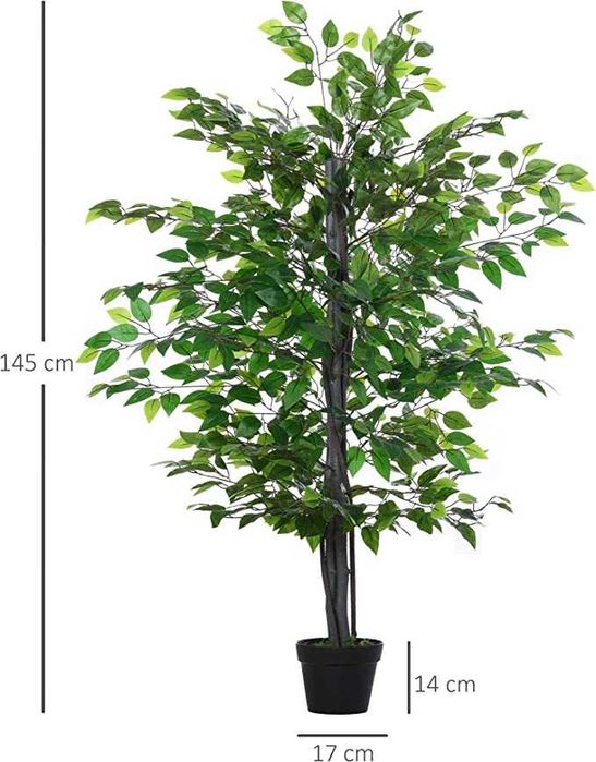 Árvore de Ficus artificial de 145 cm de altura 756 folhas - nova