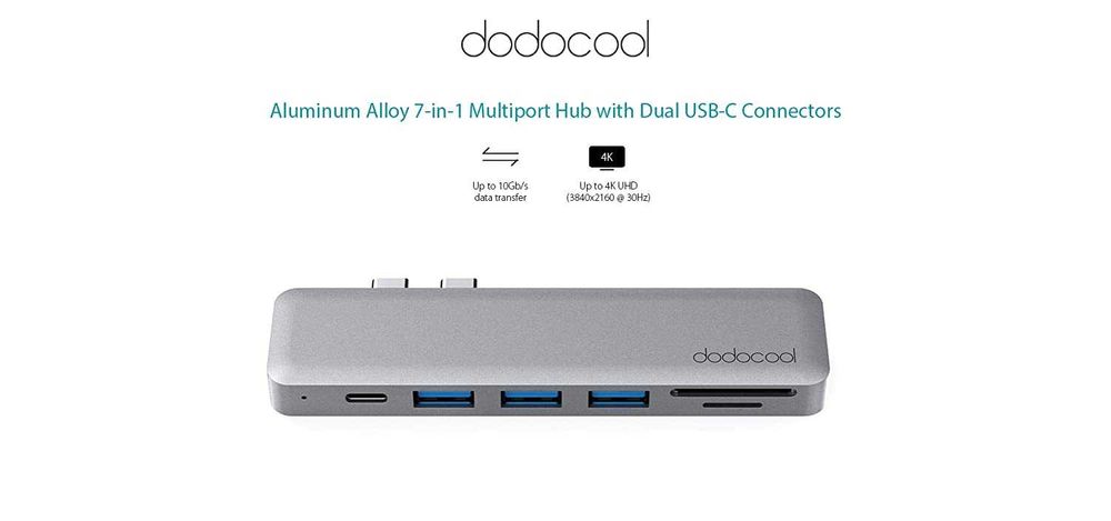 Dodocool DC53GY-1 Hub 7w1 USB-C HDMI 4K SD Macbook
