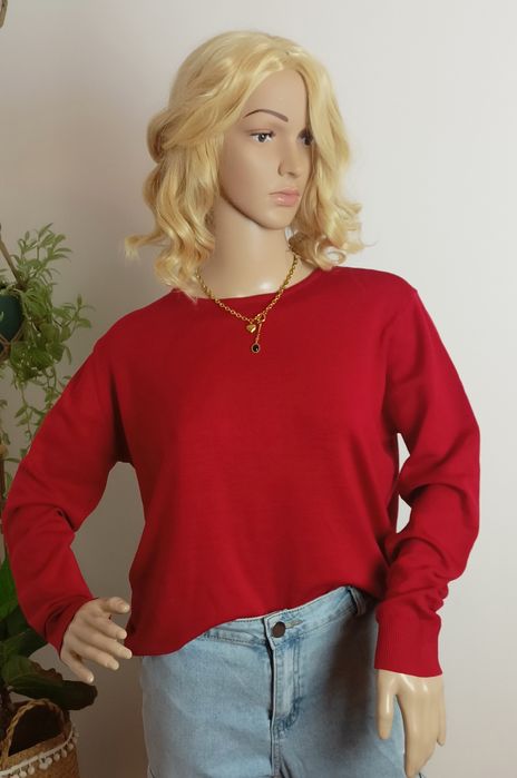 Sweter czerwony Marks&Spencer 40 42 wełna