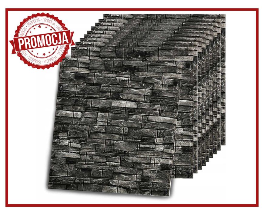Nowe PANELE 3D Ścienne Samoprzylepne Szara Cegła Tapeta (PROMOCJA)