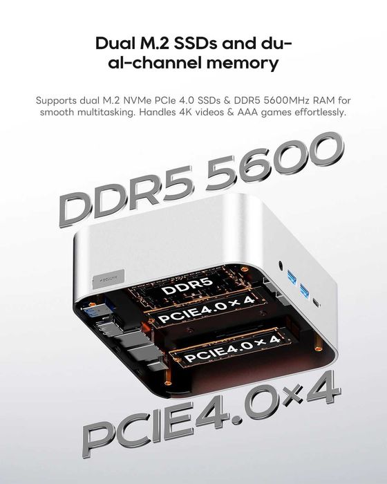 AOOSTAR MACO Міні ПК AMD Ryzen 7 PRO 8845HS / H255 Radeon 780M Oculink