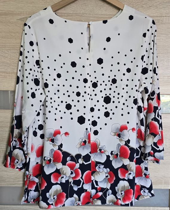 Lekka bluzka 44 / 46 Eltex kropki kwiaty