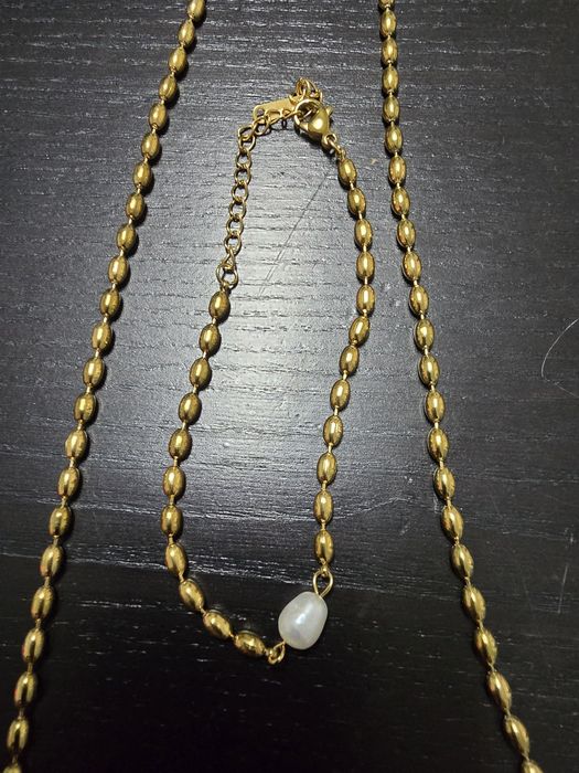 Conjunto de pulseira e cordão em ouro cubano