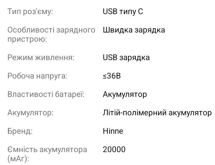 Повербанк Power Bank 20000 mAh з дисплеєм 22.5W PD