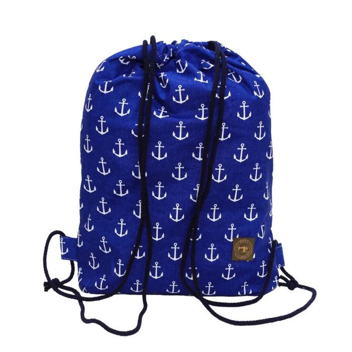 Plecak niebieski w kotwice Worek Bawełniany do przedszkola dla chłopca