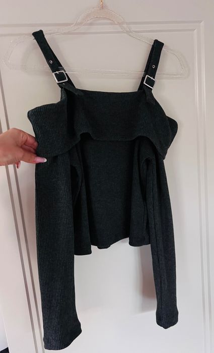 Zara asymetryczna bluzka sweterek ze ściągaczem i klamrami 140 cm | 9–10 lat