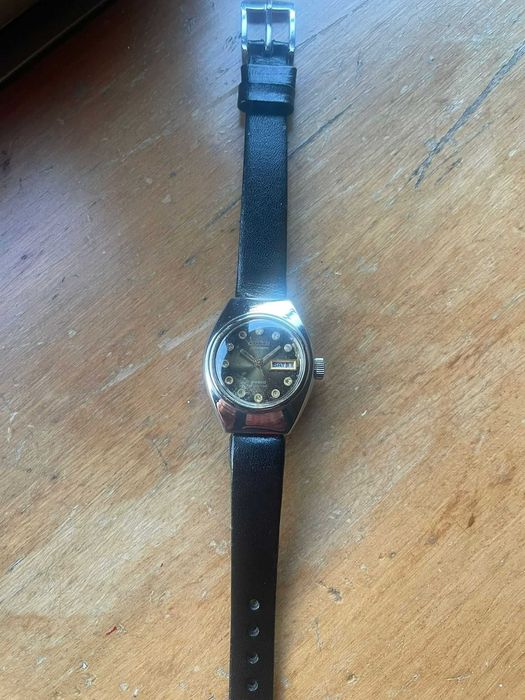 Relógio Citizen automático feminino aço vintage pulseira de couro