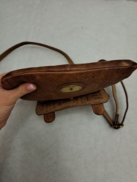 Torebka listonoszka, na ramię, Fossil, damska, skórzana, brązowa