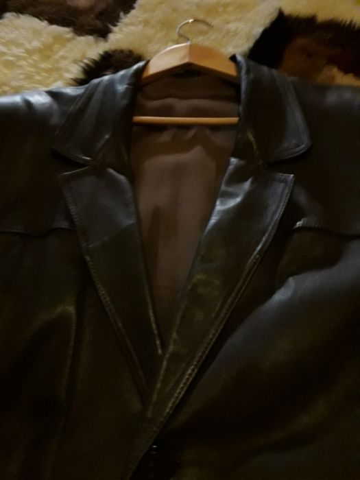 Casaco cabedal genuino para homem castanho escuro xl grande