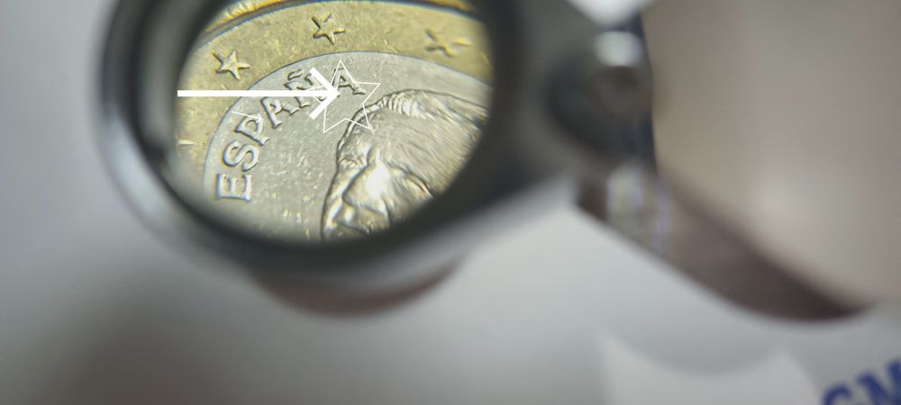 Moeda 1 euro espanha 2014- 3 erros de cunhagem