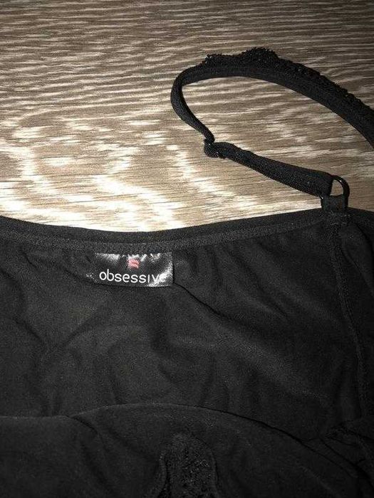 Ночнушка з кружевом нічна сорочка сексуальна чорна піжама