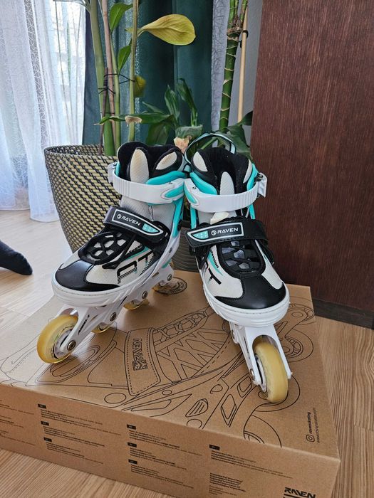 Rolki Wrotki Łyżwy 4w1 Regulowane RAVEN Profession White/Mint 31-35