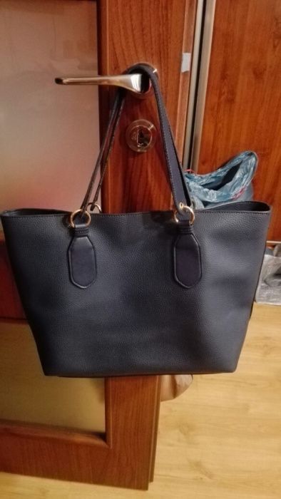 Torba torebka ciężka gruba eco skóra granatowa a la worek J. NOWA