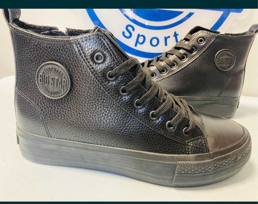 Big Star trampki czarne eco skora 45 ocieplane