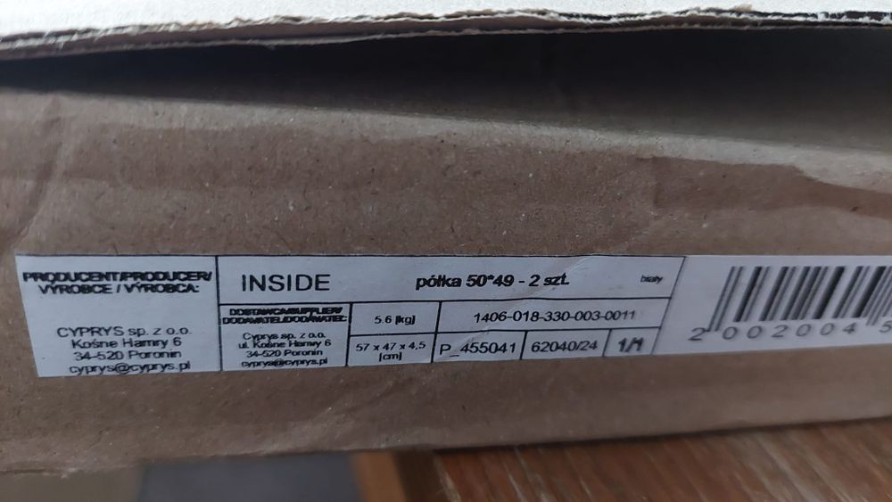 NOWE półki białe 50x49cm 2 sztuki Agata Meble formatki płyta meblowa