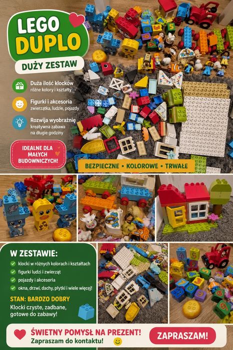 Zestaw xxl lego duplo (domek,farma, pociag, zwierzęta)