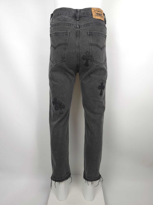 Chrome Hearts jeansy szare z krzyżami