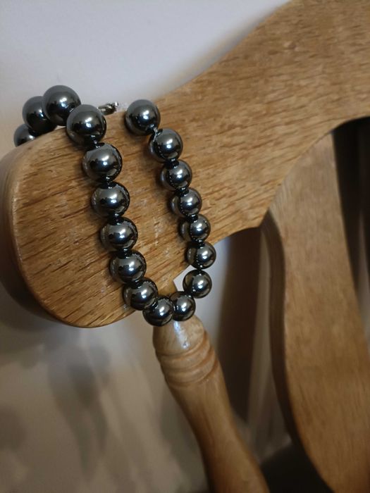 Naszyjnik/kolia hematyt duży 12mm, 43,5cm dł