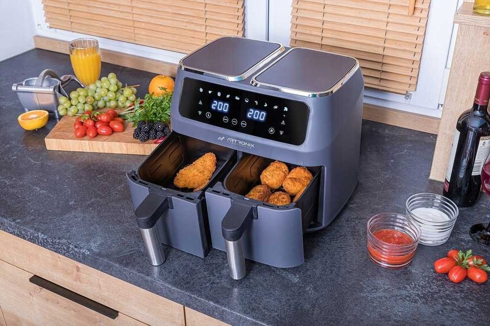 Frytkownica 8L 2500W beztłuszczowa ARTRONIX Air Fryer  GRAFITOWA 2x 4L