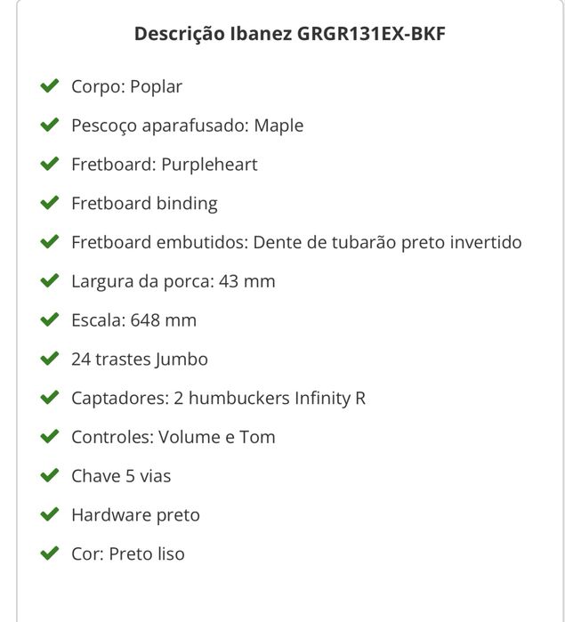 Guitarra eletrica Ibanez GRGR131EX-BKF