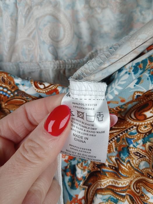 Spodnie damskie 3/4 XL wzór paisley lekkie letnie boho