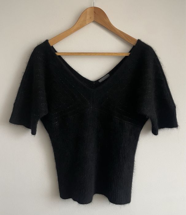 Armani elegancki sweter z angory srebrna nitka glamour