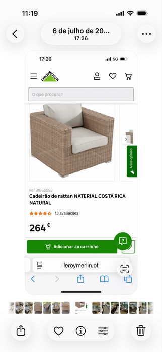 Poltrona rattan beje