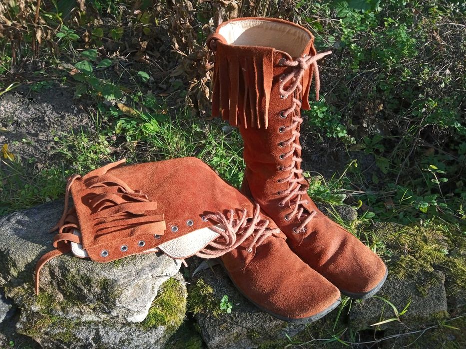 Kozaki zamszowe, rozmiar 39, etno boho