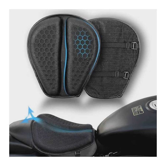 Almofada de Selim Gel 3D Favo de Mel Anti-Vibração para Moto
