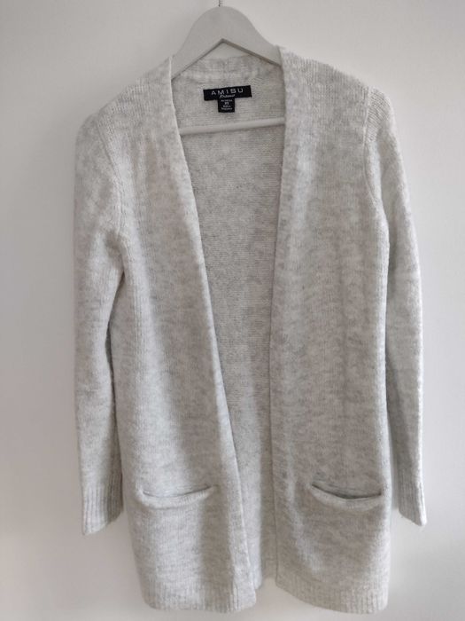 Sweter damski długi jasnoszary Amisu , XS