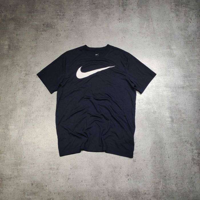 MĘSKA Koszulka PREMIUM Granatowa Duże Logo Sportowa Nike Dri-Fit