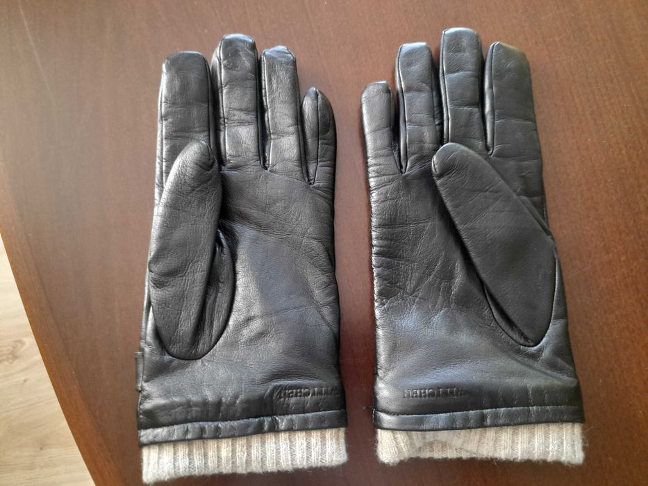 Wittchen Skórzane męskie czarne rękawiczki 100% skóra owcza