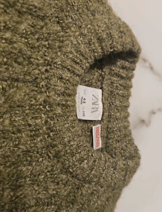 Zara sweterek zielony khaki oliwkowy 104 rozporki