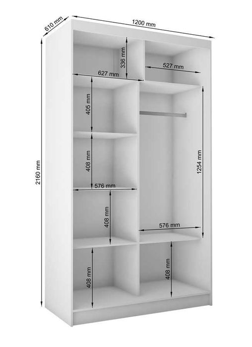 Szafa przesuwna 120 cm z lustrem do sypialni szafa dwudrzwiowa
