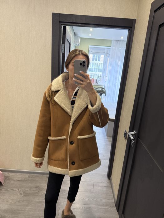 Коричнева рижа Дубльонка дубленка дублянка шуба зара zara