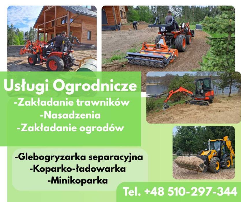 Glebogryzarka separacyjna, zakładanie trawnika, niwelacja