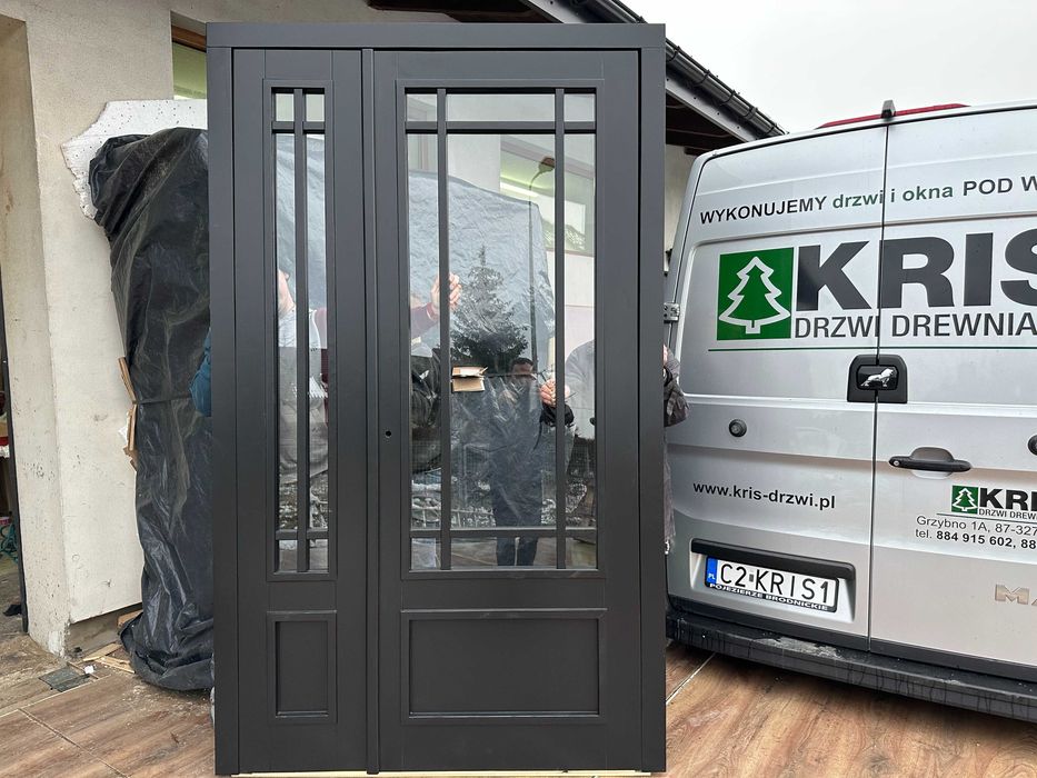 Drzwi drewniane Od RĘKI dwuskrzydłowe bezprzylgowe  Cała Polska i UE