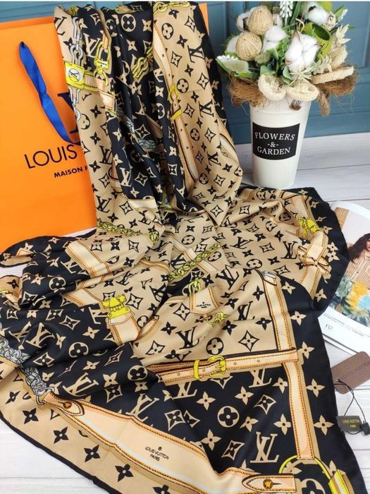 Шелковый платок Луи Витон Louis Vuitton шовкова хустка Люкс
