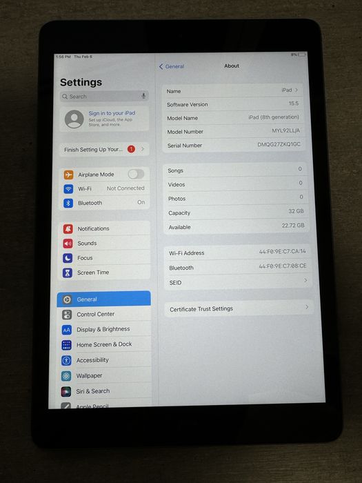 Ipad 8 покоління. 32GB. Space Grey. Як новий. Гарантія