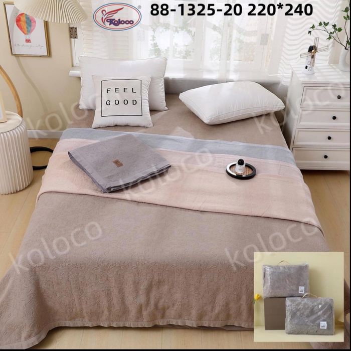 Натуральне бавовняні котонові накидки-покривала "Трояндочки" Koloco!