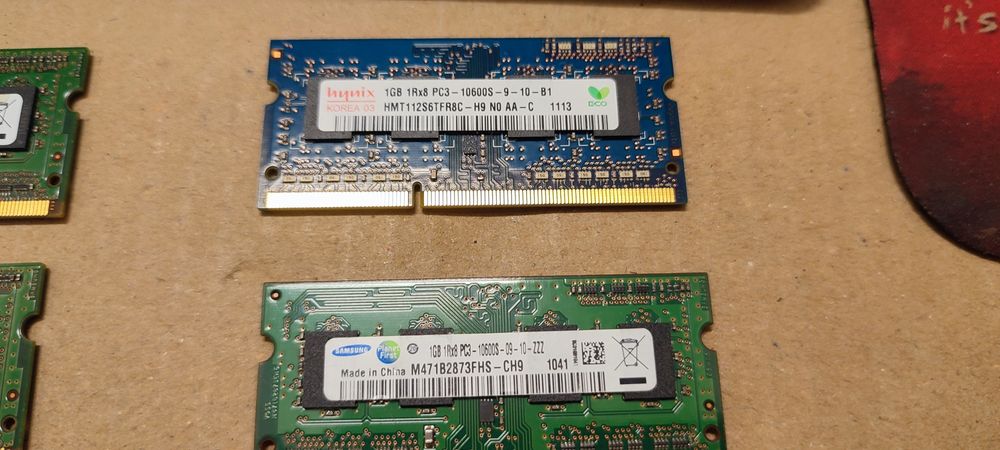 Memórias RAM PC3 10600S 1Gb/2Gb e 4Gb