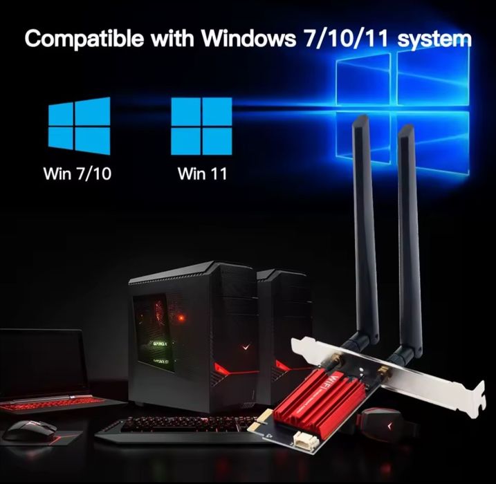 НОВА мережева PCI-E карта FENVI AC1200 (wi-fi+bluetooth)